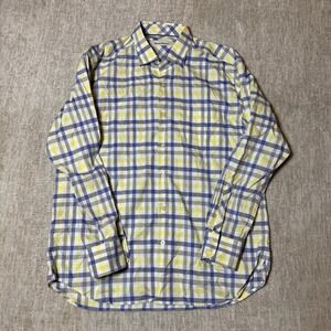 Tommy Bahama Button Down Shirt Plaid Long Sleeve Casual Yellow Blue‎ Mens